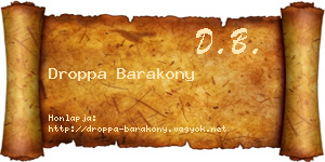 Droppa Barakony névjegykártya